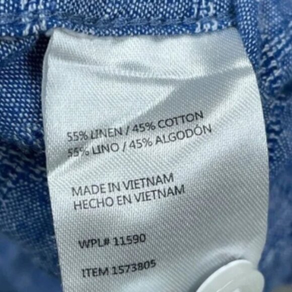 Weatherproof Vintage Blue Button-Down Shirt XL Linen Blend Casual Shirt a0989 - Picture 4 of 5